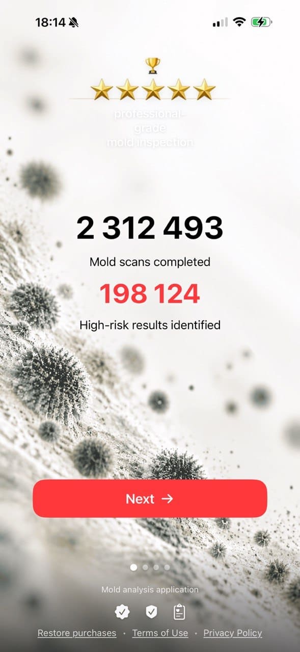Mold Scanner onboarding screen